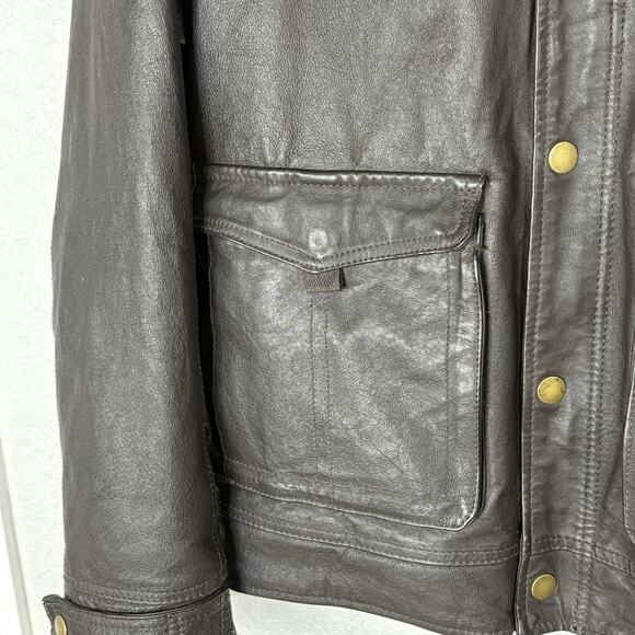 Vintage 90s St. John’s Bay Leather Jacket Bomber Flight Brown Grunge Mens M - Picture 3 of 5